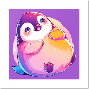 Happy baby penguin with vivid colors Posters and Art